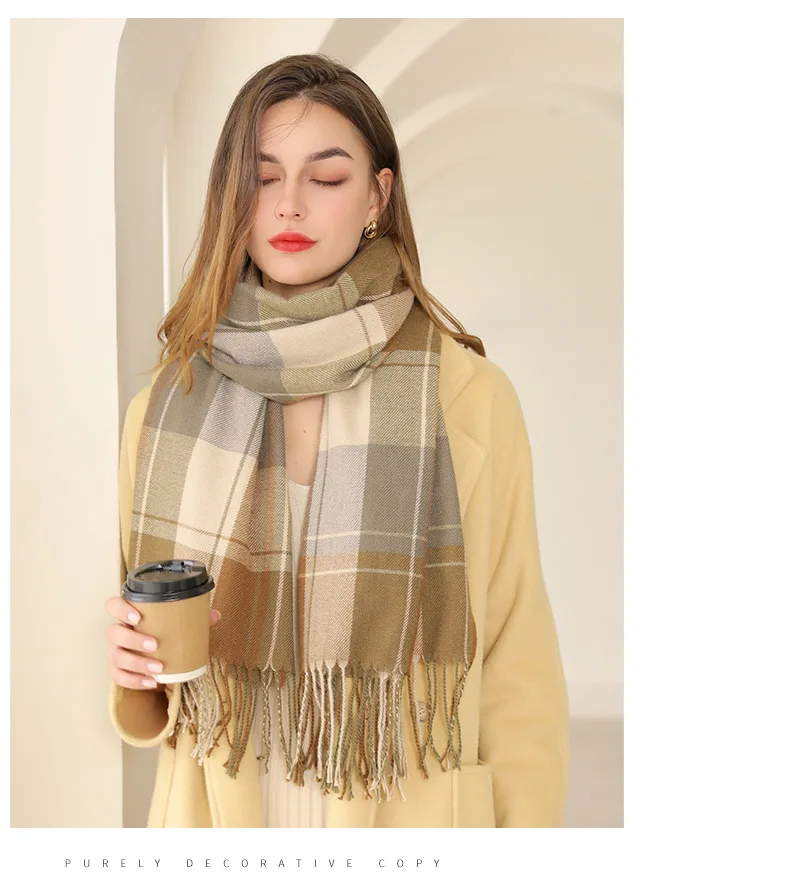 Super soft lambswool cashmere scarf classic check plaid wool scarf fluffy cheap winter scarf