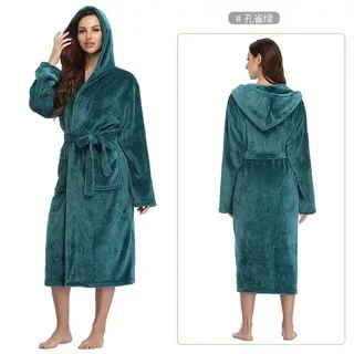 Microfiber Bathrobe Luxury Bath Coral Fleece Stain Winter Robes for Women