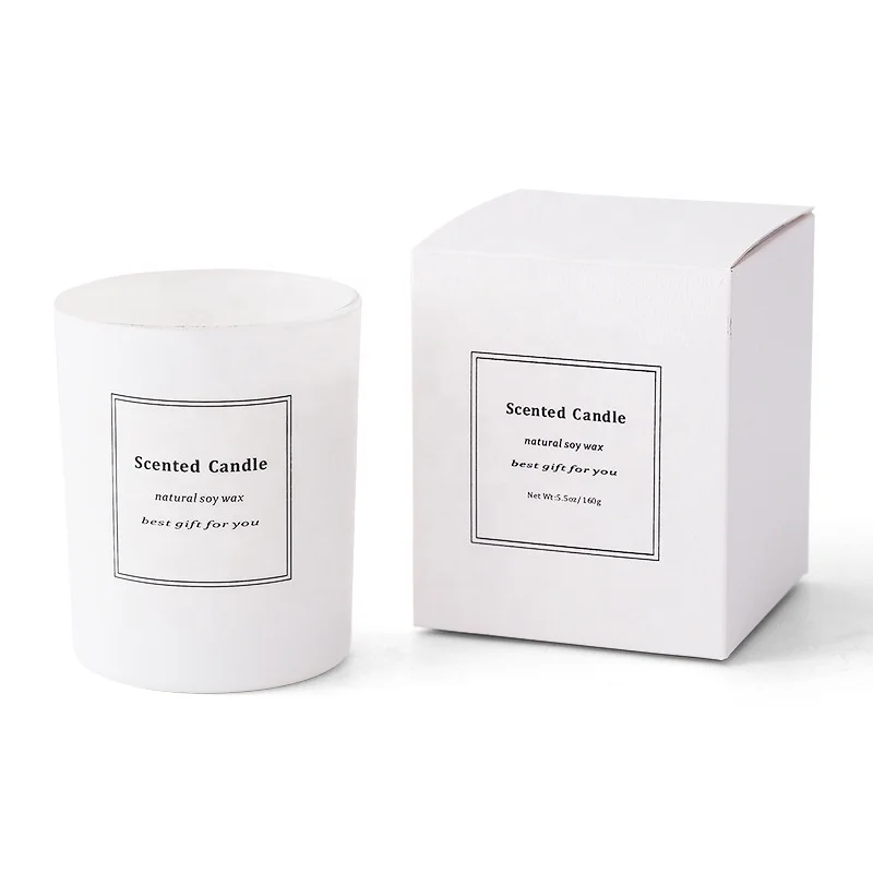 Pillar Scented Candles with Customized Box Aromatherapy Candle Gift Set LA03M Wholesale Frosted Matte White Eco-friendly Soy Wax