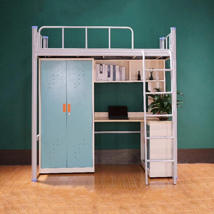 Bedroom Furniture Wholesale Double Queen Full Size Industrial Metal Frame Iron Metal Bunk Loft Beds With Single Bed Or Desk