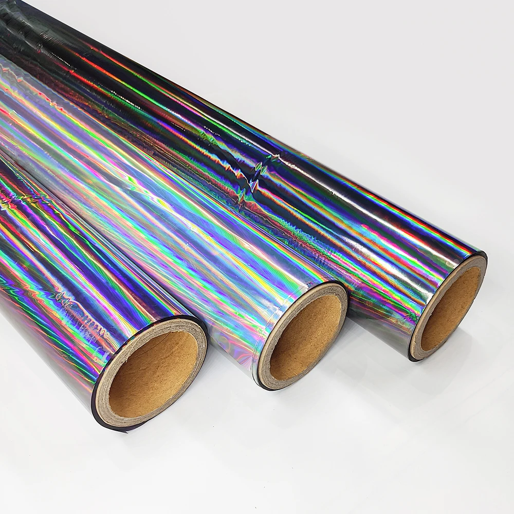 Высококачественная ПЭТ-пленка с алюминиевым покрытием голографическая теплопередающая фольга для кожи синего цвета