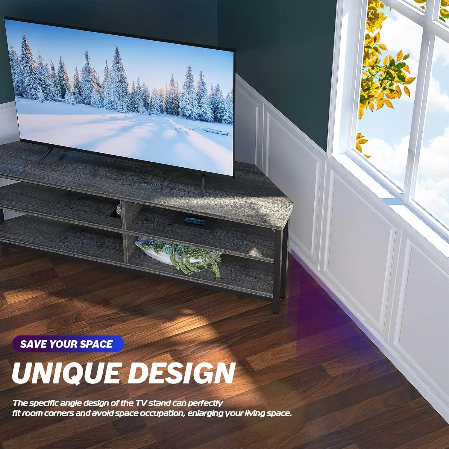 Modern Home Living Room TV Stand Simple Wooden TV Cabinet with 3 Shelves