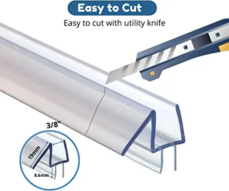 JYD H/F/A glass door bottom weatherstripping transparent water proof silicone shower door seal strip