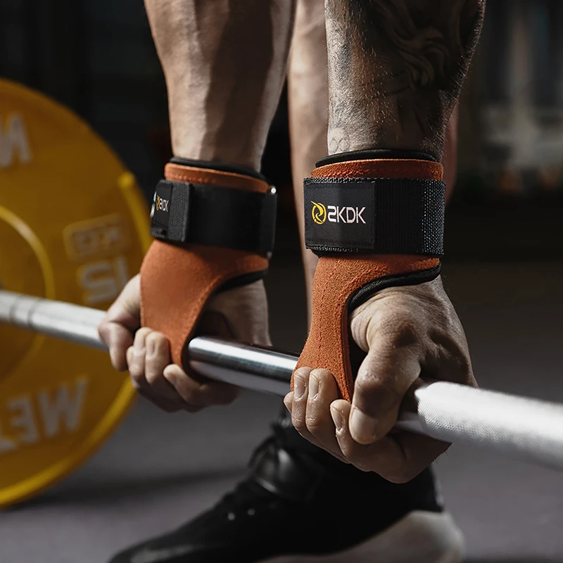 Customized Anti-Slip Cowhide Palm Protector Cover Gym Fitness Exercise Wrist Wraps Leather Weight Lifting Grip