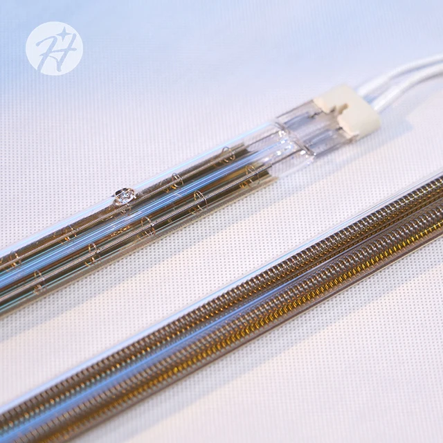 Manufacturer wholesale high power medium wave twin tube infrared halogen heating lamp for laminated glass curing