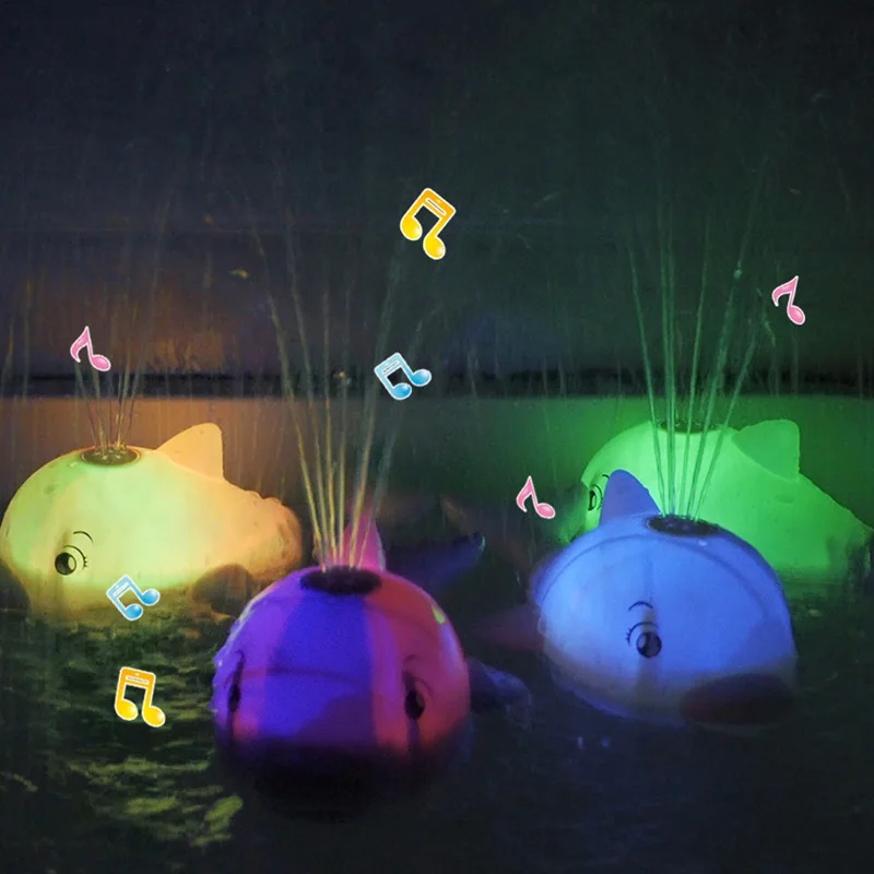 Baby Bath Animal Bath Toy Whale  Bathtub Shower Toys Kids Automatic Induction Spray Water Bath Toy with Light  SS
