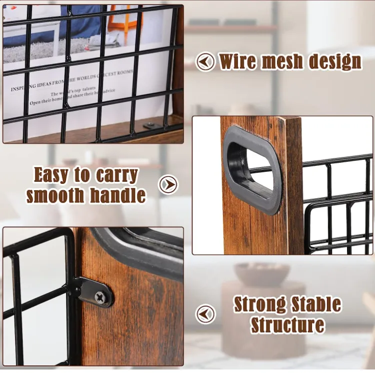 2 Piecesmagazine holder Desktop Magazine Rack Floor Rustic magazine basket  Farmhouse Metal