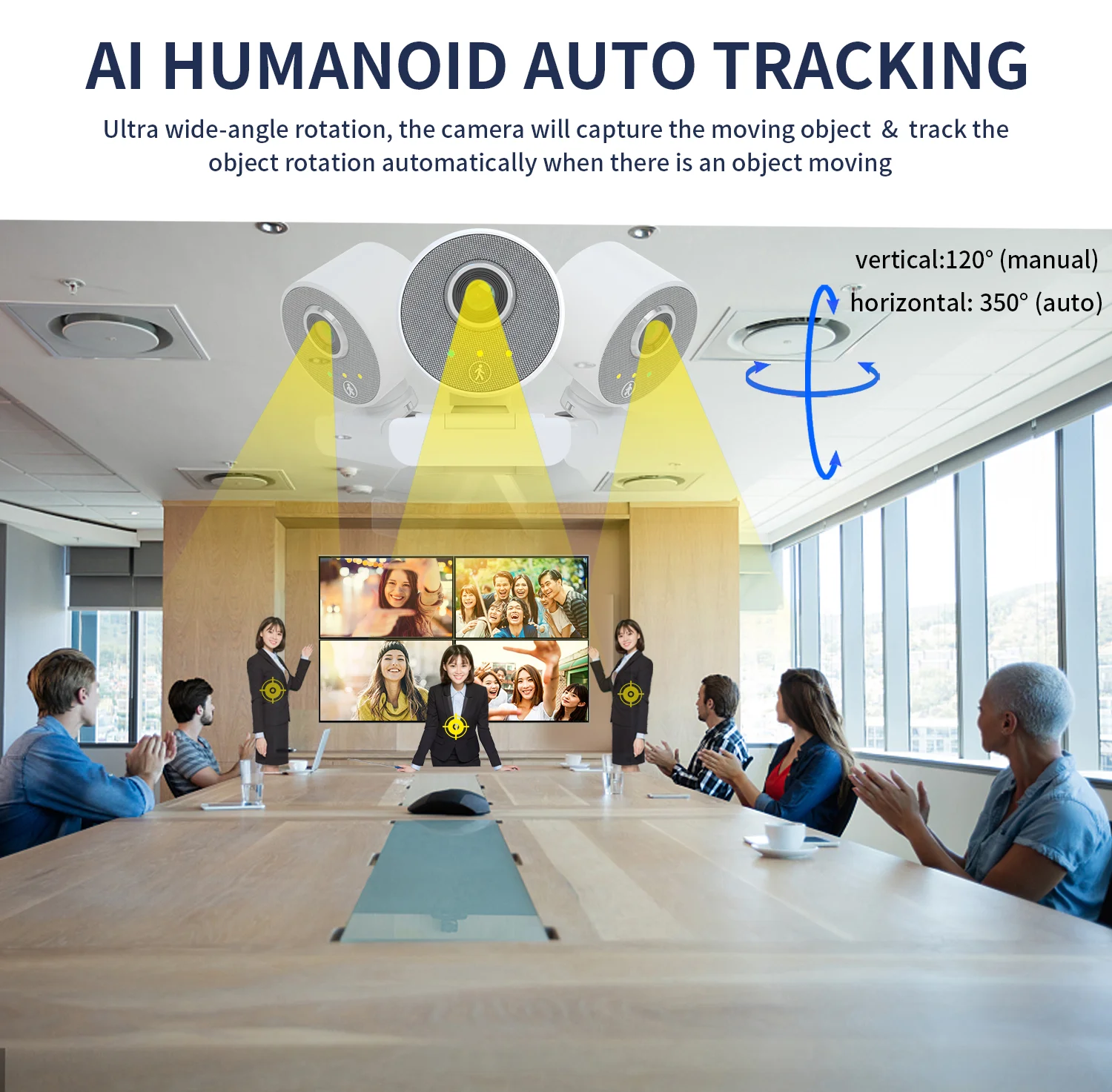 Новое поступление двойной микрофон AI Humanoid автоматическое умное отслеживание 1080P USB HD веб-камера с пультом дистанционного