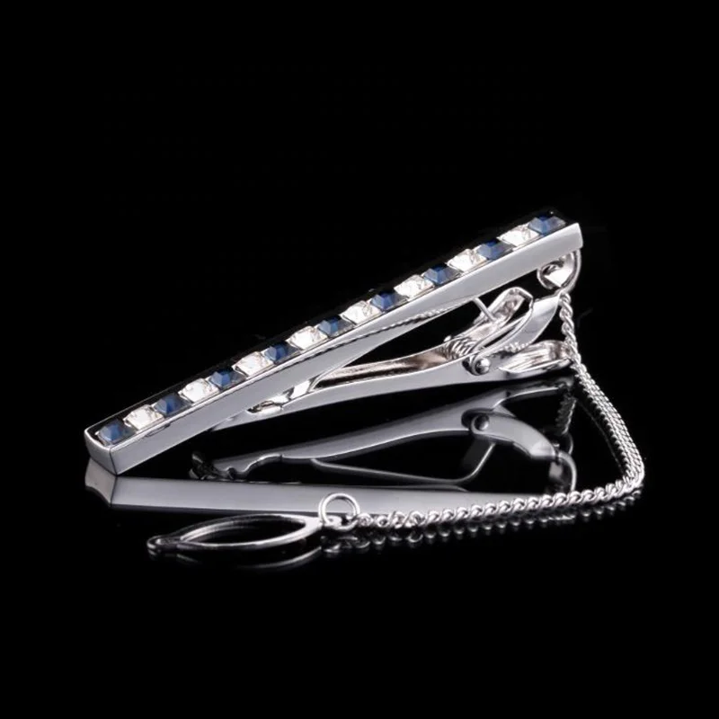hot selling cool mens suits silver copper diamond chain tie bar clip