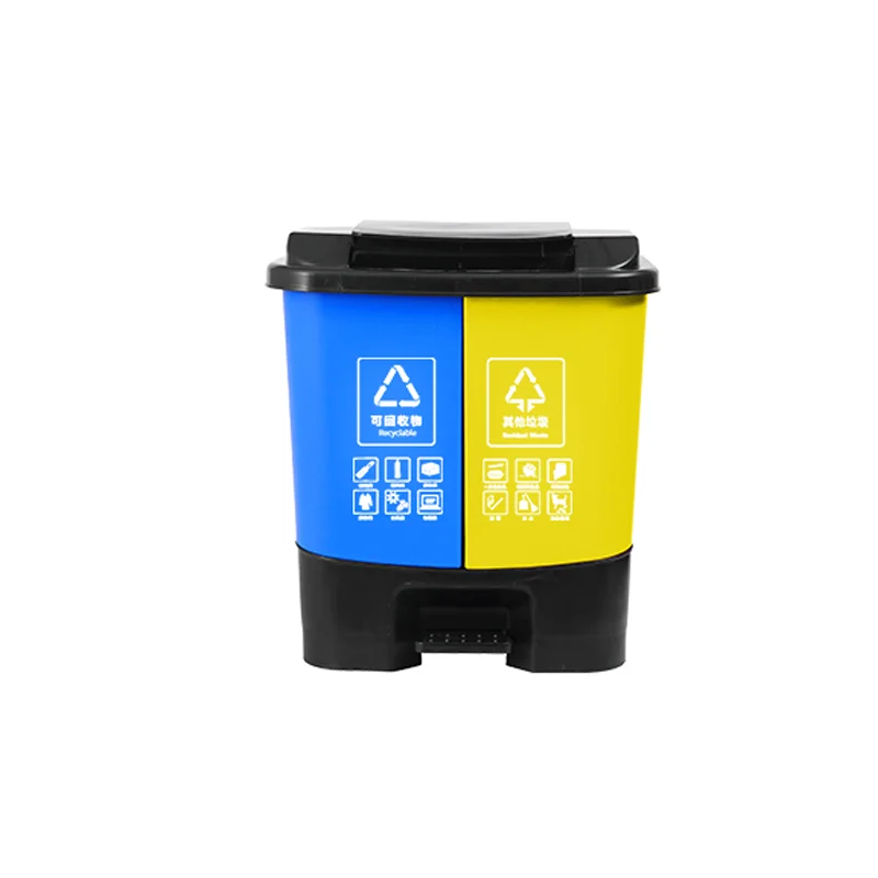 Double Recycling kitchen waste bin trash bins manufacturers poubelle  Plastic Trash Cans Indoor And Outdoor