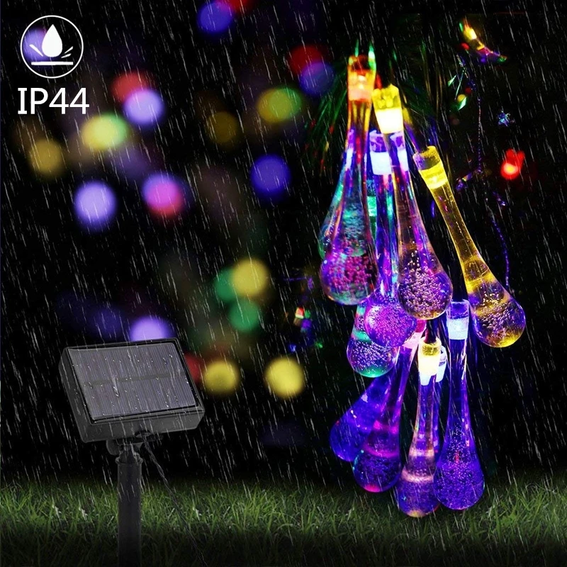 Osiden waterdrop led solar string lights 5M20led  outdoor house lighting rain drop waterproof IP44 decorative lights Christmas