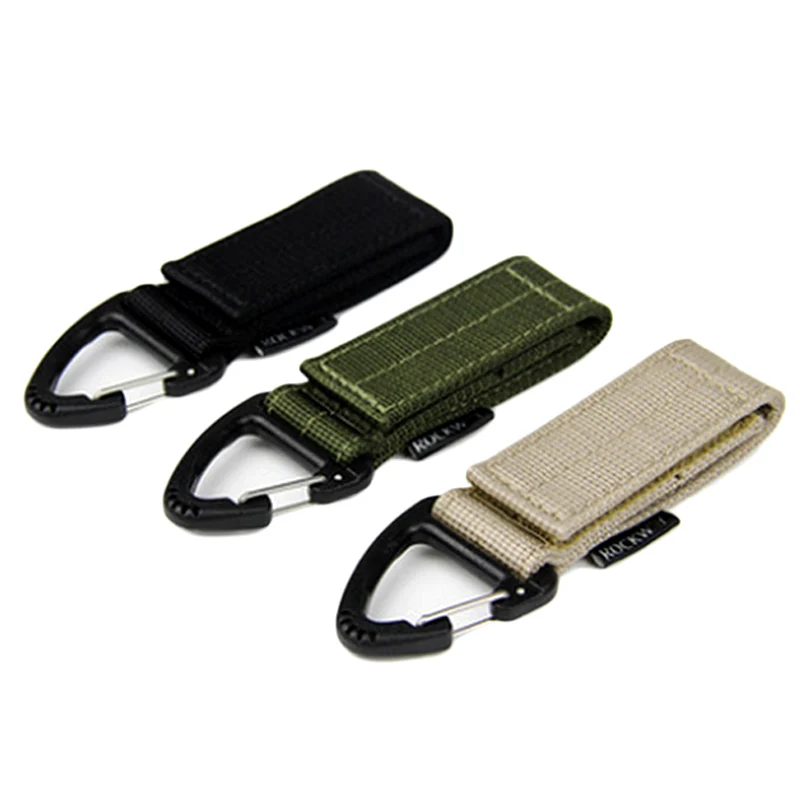 Outdoor tactical nylon webbing key chain olecranon hook keyring  belt buckle keychains