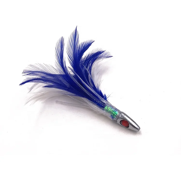 wholesale lead jig tuna feather trolling fishing lures light saltwater trolling fishing tackle