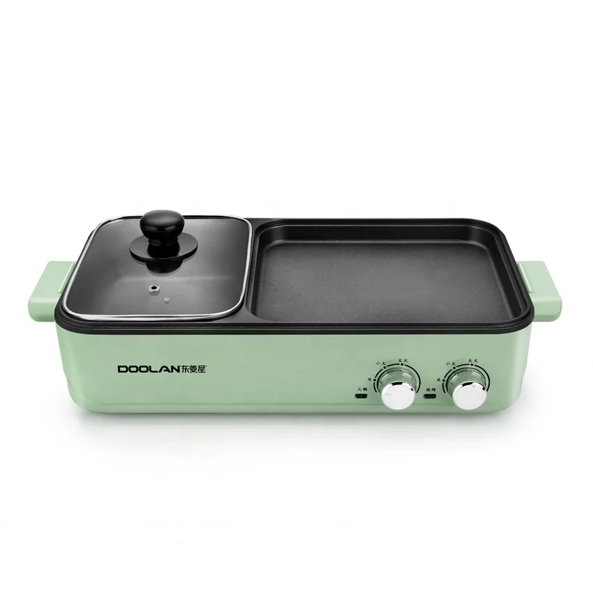 New Aluminum Electric Stew Korean Electric BBQ Grill Pan with Hot Pot for Cooking Noodle and Fry Steam ZHE Jiang PTFE