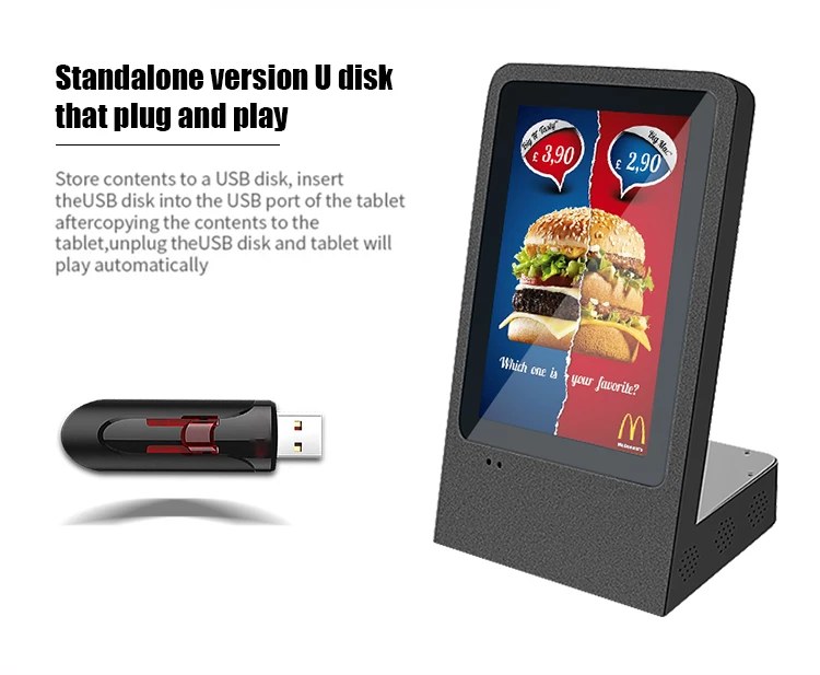 10.1 inch standing restaurant table advertising lcd screen