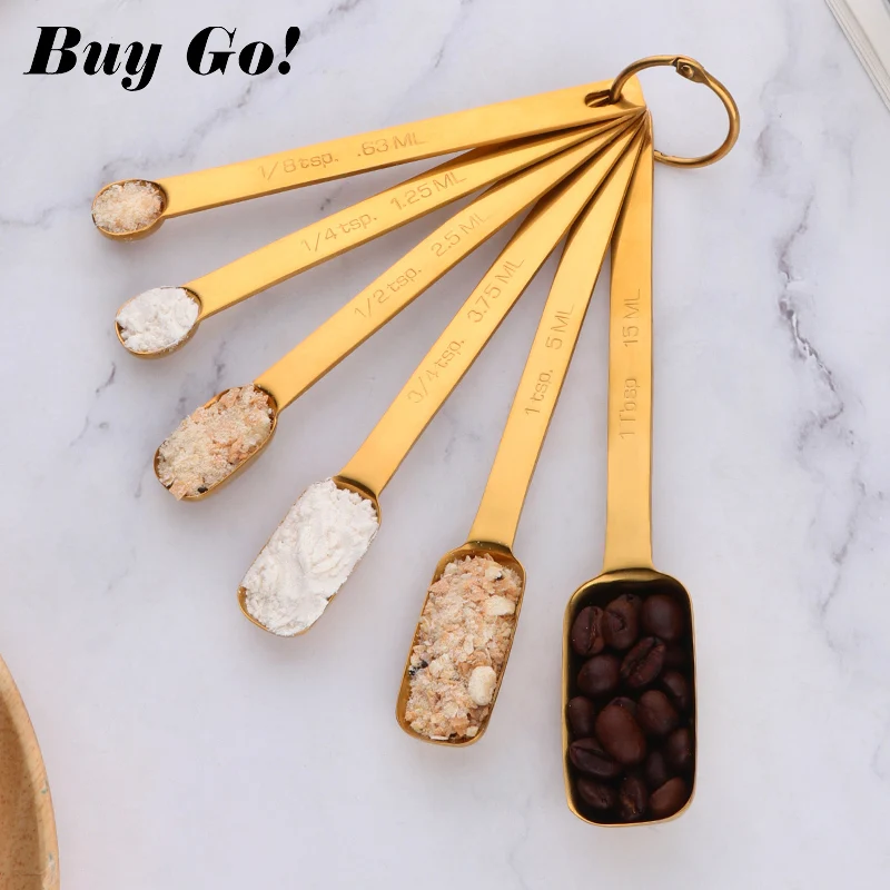 Measurement Tools Coffee Measure Spoon Set Stainless Steel Copper Measuring Spoons