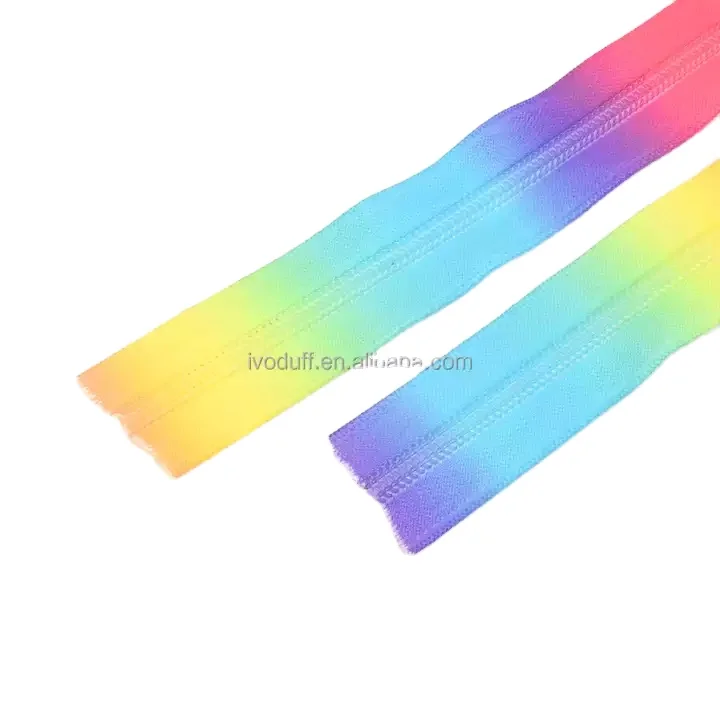 #5 Black Zipper Tape With Multi-Colored Rainbow Nylon Coil