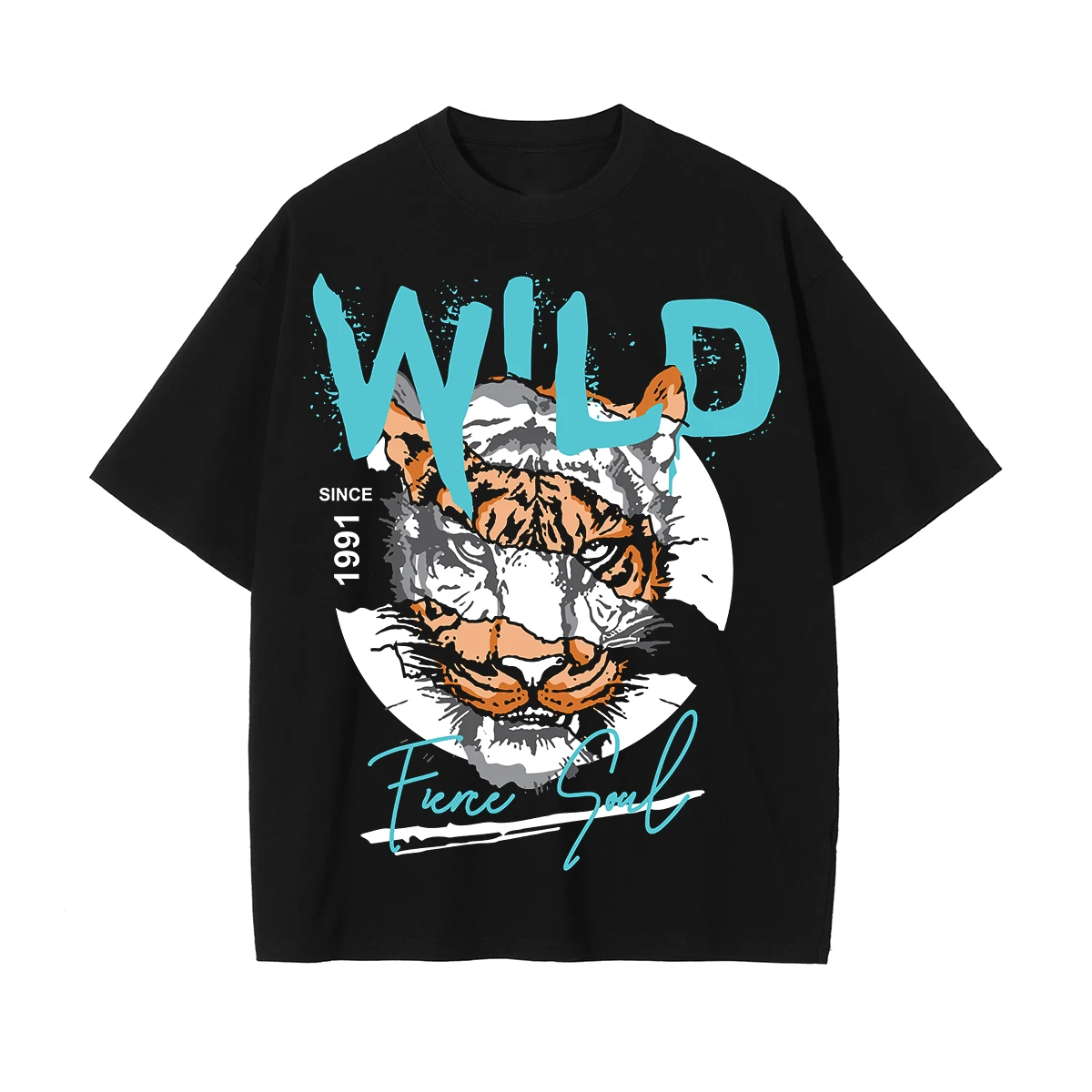 Tiger Printing Streetwear T-shirt  100% Cotton Fashion Design Customized Summer Short Sleeves shirt