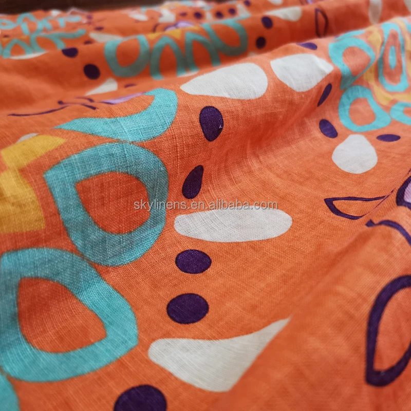 extra wide digital printed linen wholesale fabric bedding home textile cloth washed flax 270-275cm width blackout curtain linen