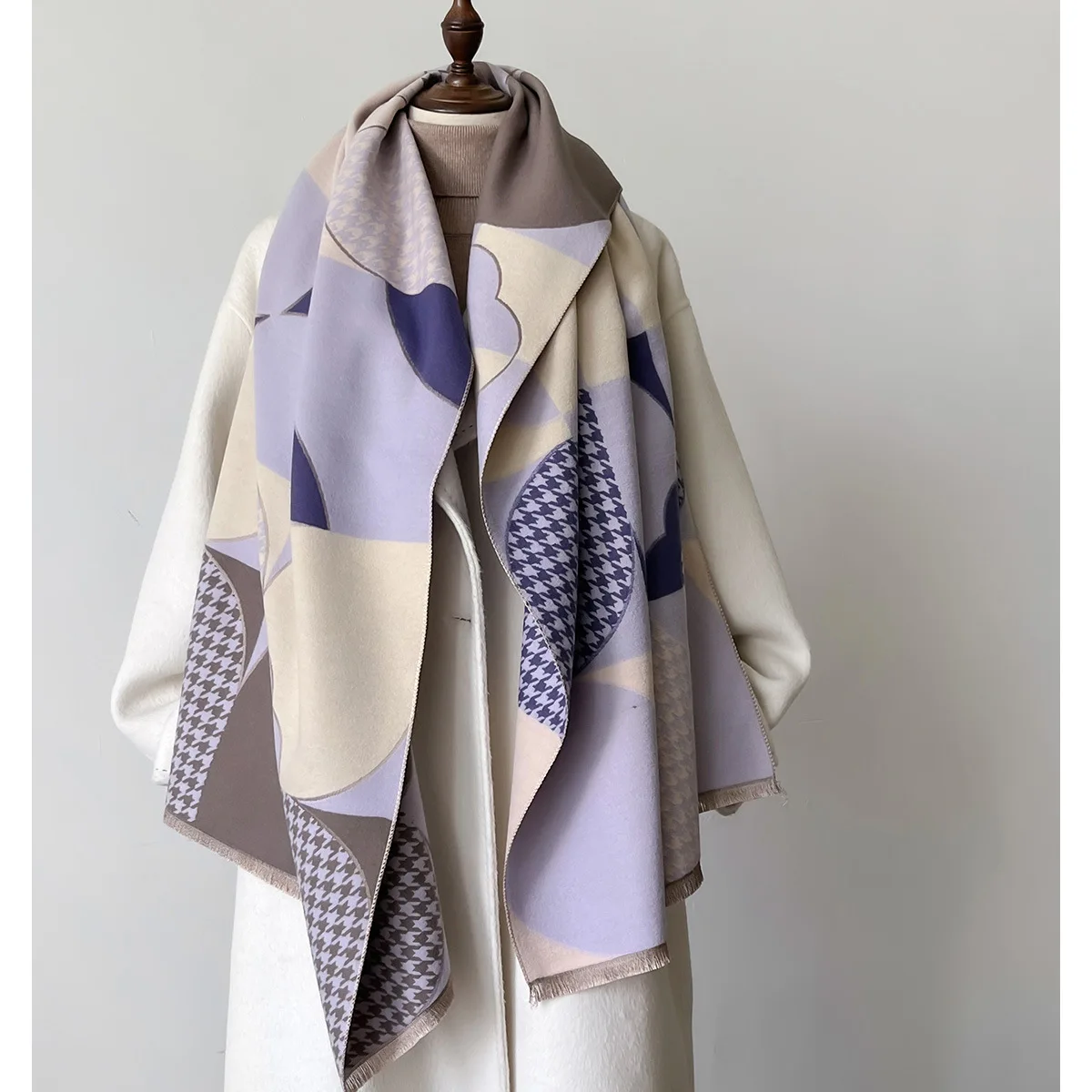 New Style Plaid Fashion High-end Imitate Cashmere Warm Long Scarf Cloak Cape For Women Luxury Shawl Autumn and Winter