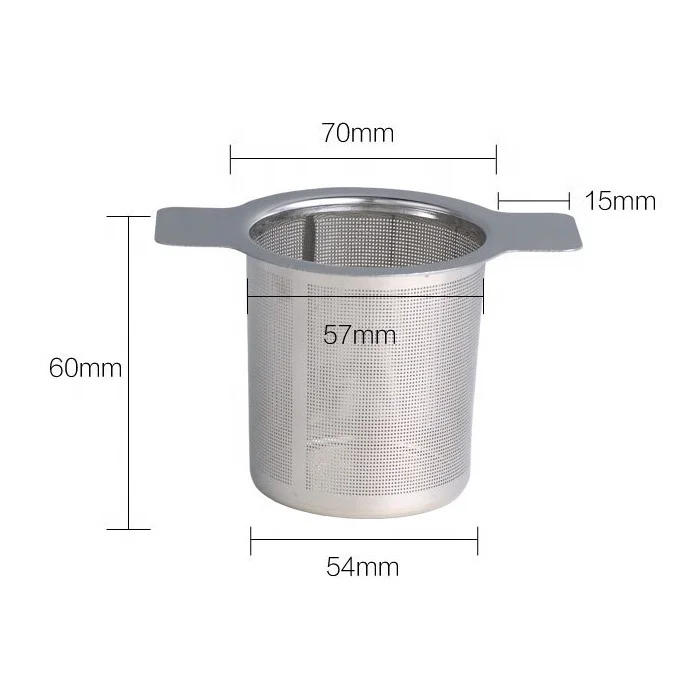Fine Mesh 18/8 Stainless Steel Tea Basket Tea Infuser Tea Strainer Steeper Double Handles for Hanging on Teapots Mugs Cups