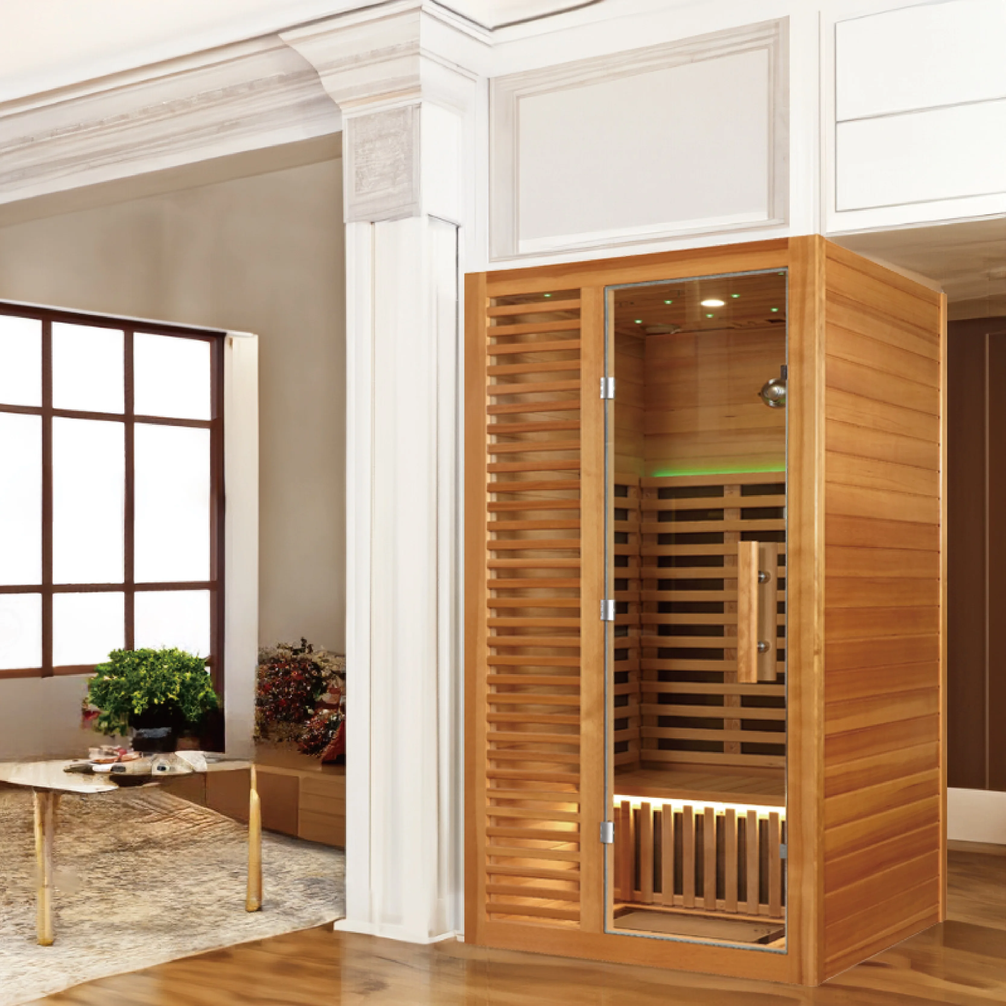 Sunrans прочный кедровый открытый Крытый Дальний инфракрасный сауна комнаты с канадским тиголовым деревом для 2-3 человек
