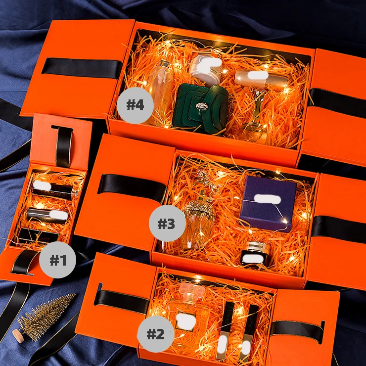 Luxury Lid Paper Gift Packaging Box Printing Hard Rigid Cardboard Box Cardboard Paper Wedding Mailer Box with Ribbon Closure