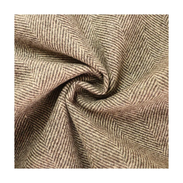 2021 jacquard wool fabric classic vintage herring tweed fabric wool polyester blend fabric.