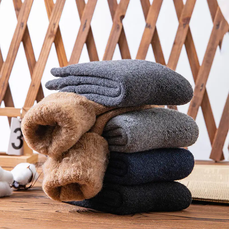 OEM Custom High Quality Mid-Tube Socks Men Thickened Warm Winter Socks Unisex Lamb Camel Wool Socks
