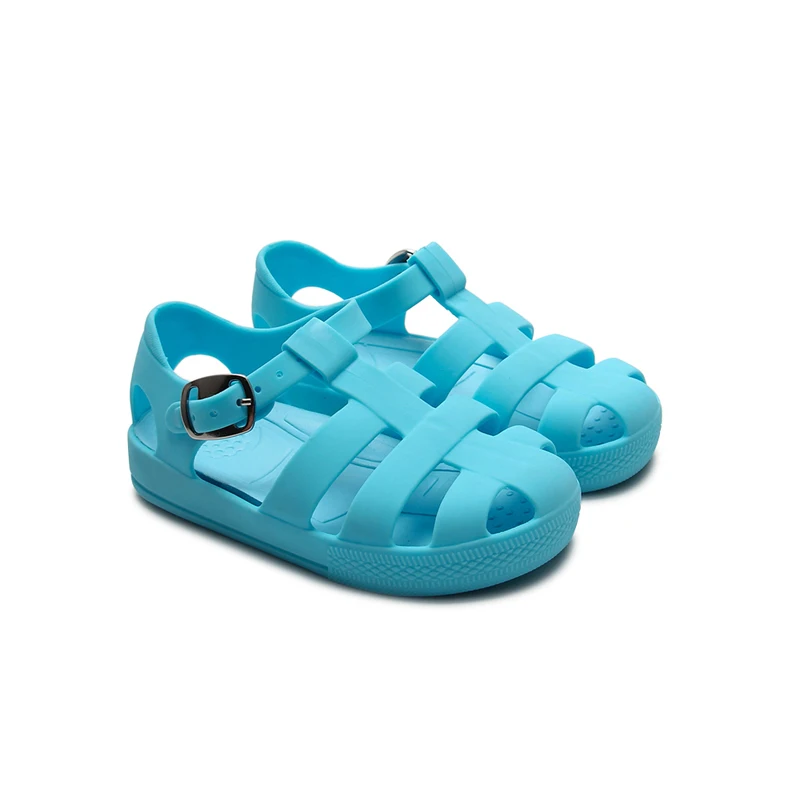 Babyhappy Wholesale Custom Logo Solid Color Beach Children Anti-slip Soft PVC Kids Slippers Jelly Sandals