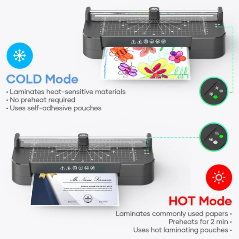 FN336 ABS Manual Release Lever 350mm/min Laminating Dual Size Hot Cold Press A4 Lamination Machine