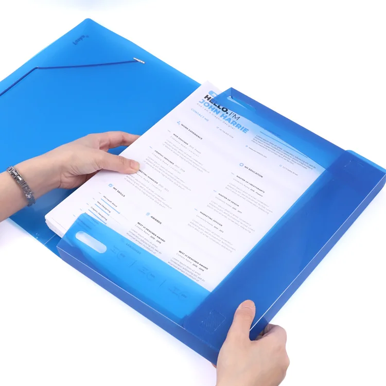 Foska A4 Size Waterproof Plastic File Folders Envelope Expanding File Wallet Organizer Documents Folder with Elastic Rope