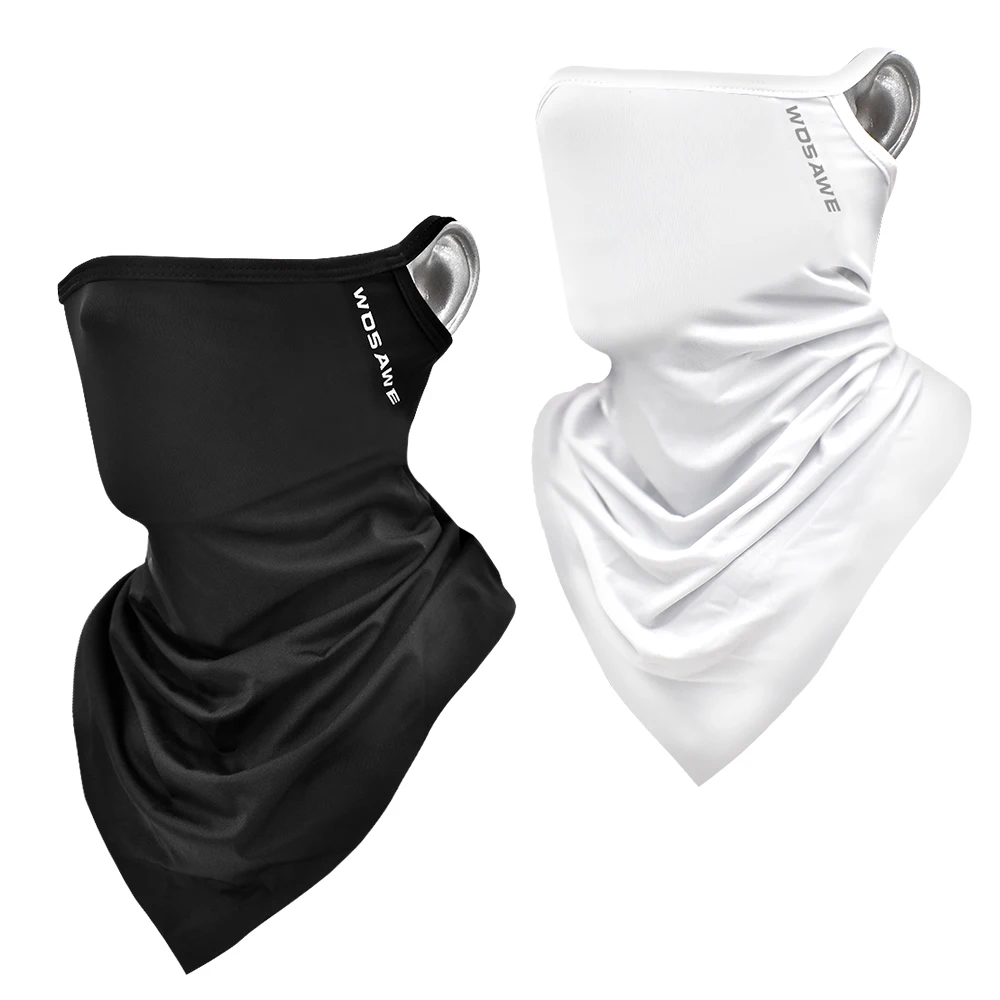WOSAWE Unisex Solid-Color Cycling Ice Silk Neck Gaiter Triangle Scarf Breathable Earloop Half Face Cover UV Protection Bandana