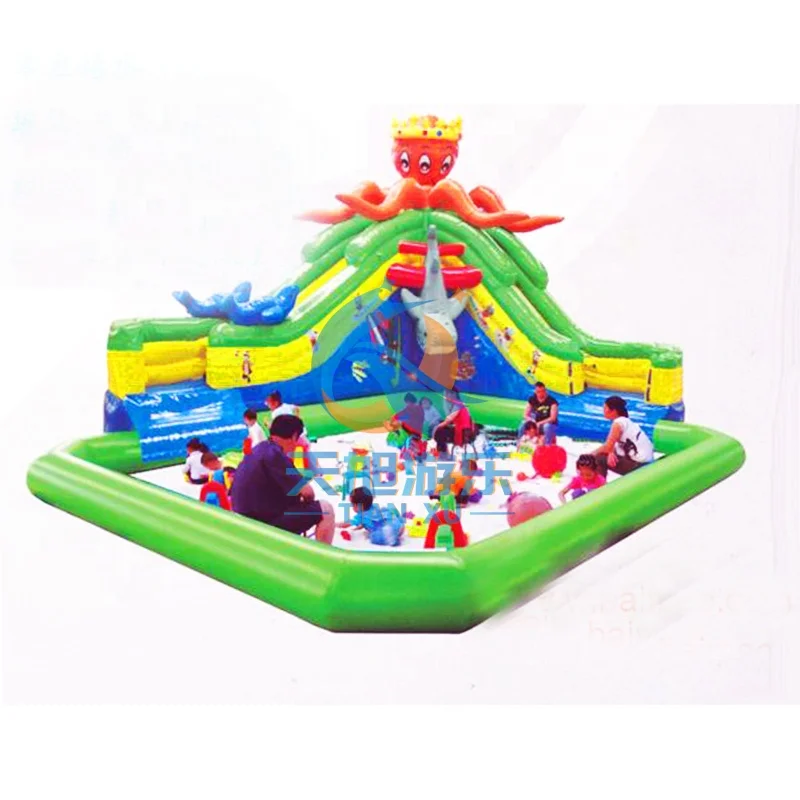 Most Popular Kids Wet Theme Animal Floating Tray Inflatable Water Slide With Stair And Big Pool