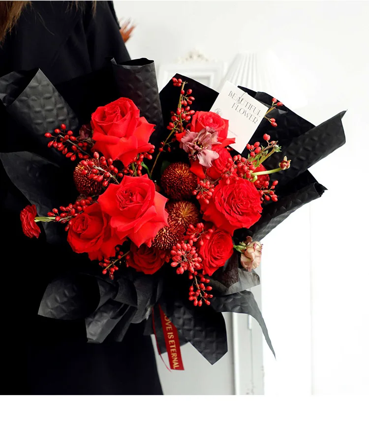 Pure Color High-grade Flower Wrapping Paper DIY Florist Rose Bouquet Three-dimensional Embossed Embossed Wrapping Paper DS