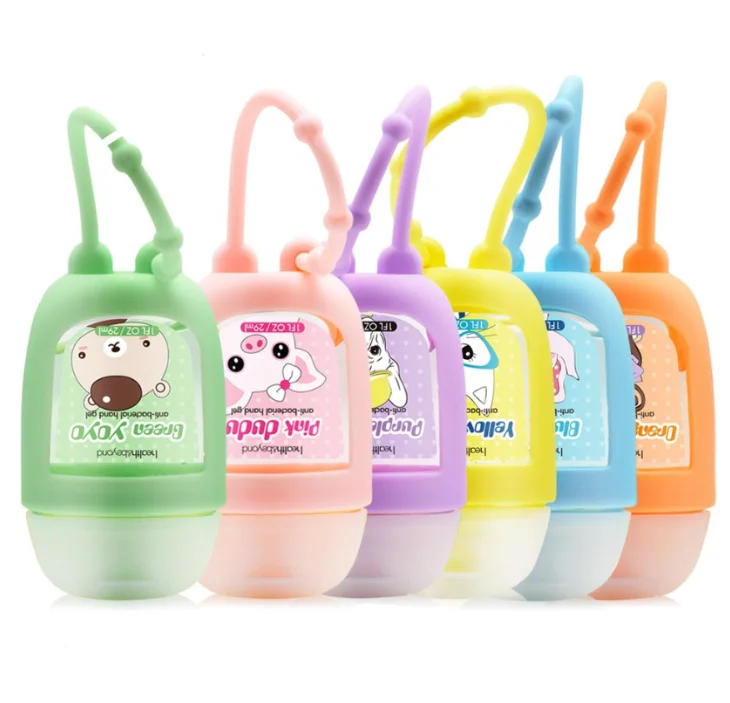 Promotion Portable Silicone 1oz Alcohol Gel Perfumer Bottle Cover Keychain Silicone 30ml Mini Pocket Hand Sanitizer Holder Case