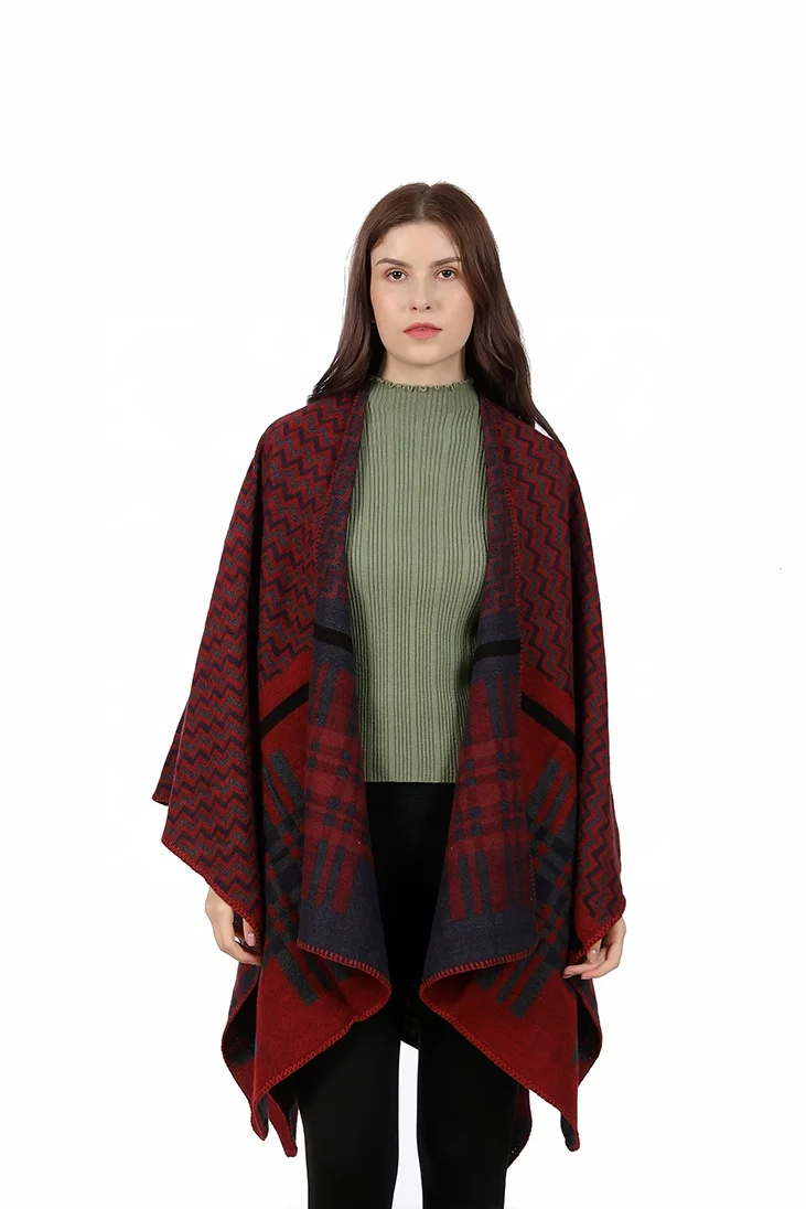 American European Style Winter Poncho Blanket Factory Price New Stylish Milk Long Cashmere Women Shawl