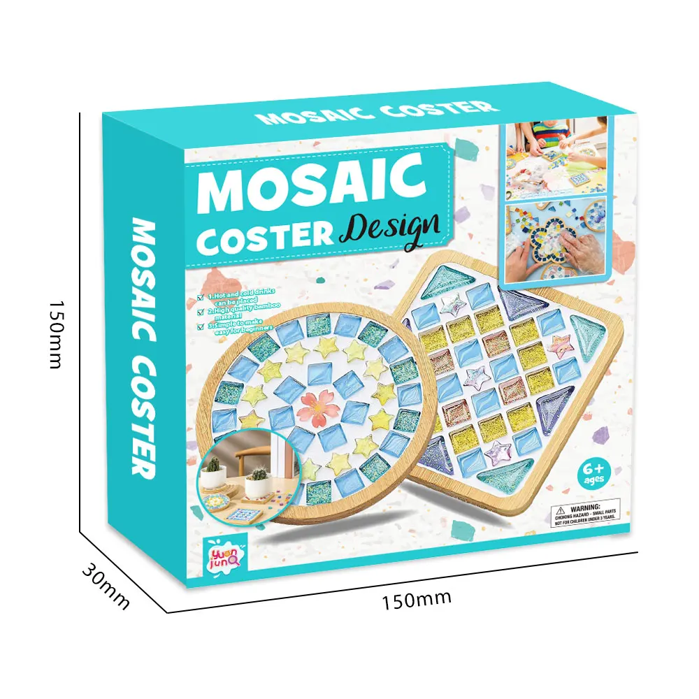DIY Coasters Kit Make Your Own Stained Glass Mosaic Tiles Coaster for Handmade Home Decoration Gift