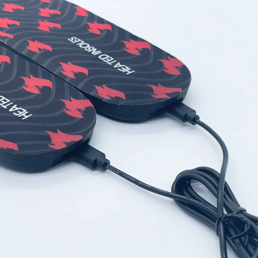 Super soft PU Material USB Rechargeable Carbon Fiber Electric Battery Powered Winter Outdoor Sports Heating Shoe Insoles