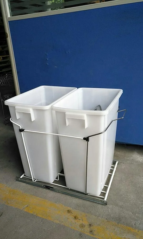 Kitchen Under Sink Pull Out Waste Bin Rubbish Bins Cabinet Trash Can With Sliding Rail