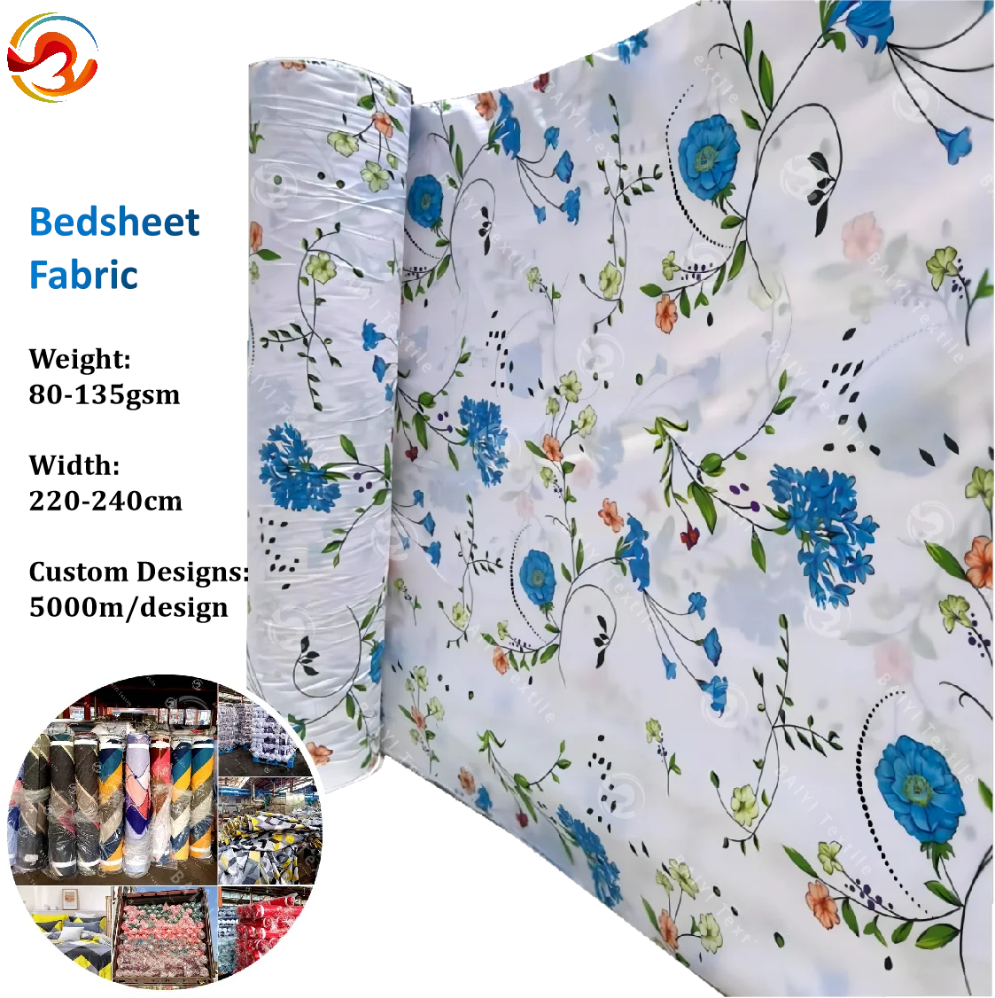 Factory Direct 100% Polyester Microfiber Woven Bed Sheet Fabric Breathable Customizable Home Textile Fabric