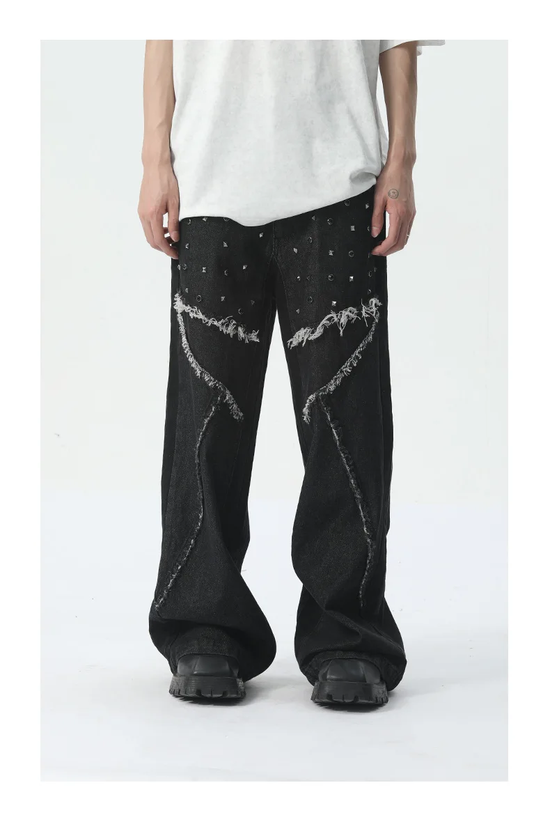 Custom Dark Blue Street Fashion Hot Sale Design High Quality 100% Cotton Denim Pants