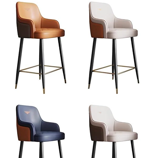 Modern high-end Nordic solid wood bar chairs high stools modern simple luxurious backrest Bentley bar chairs for home use