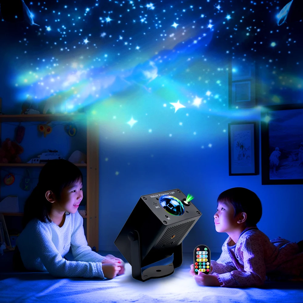 USB Star Decoration Night Light Multicolor DJ Laser Nebula Projector LED Lamp Portable Stage Lighting for Wedding Birthday KTV