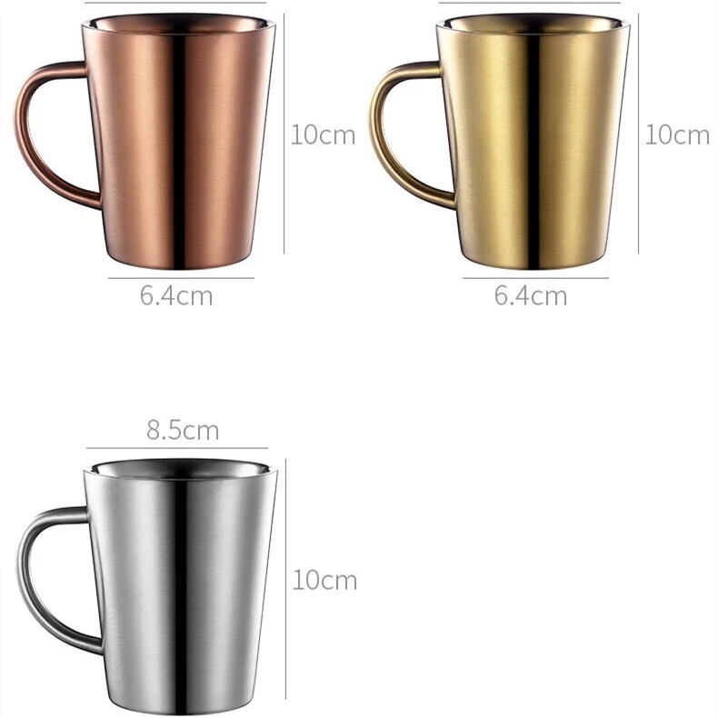 Production of golden 304 stainless steel mug with handle for coffee shop