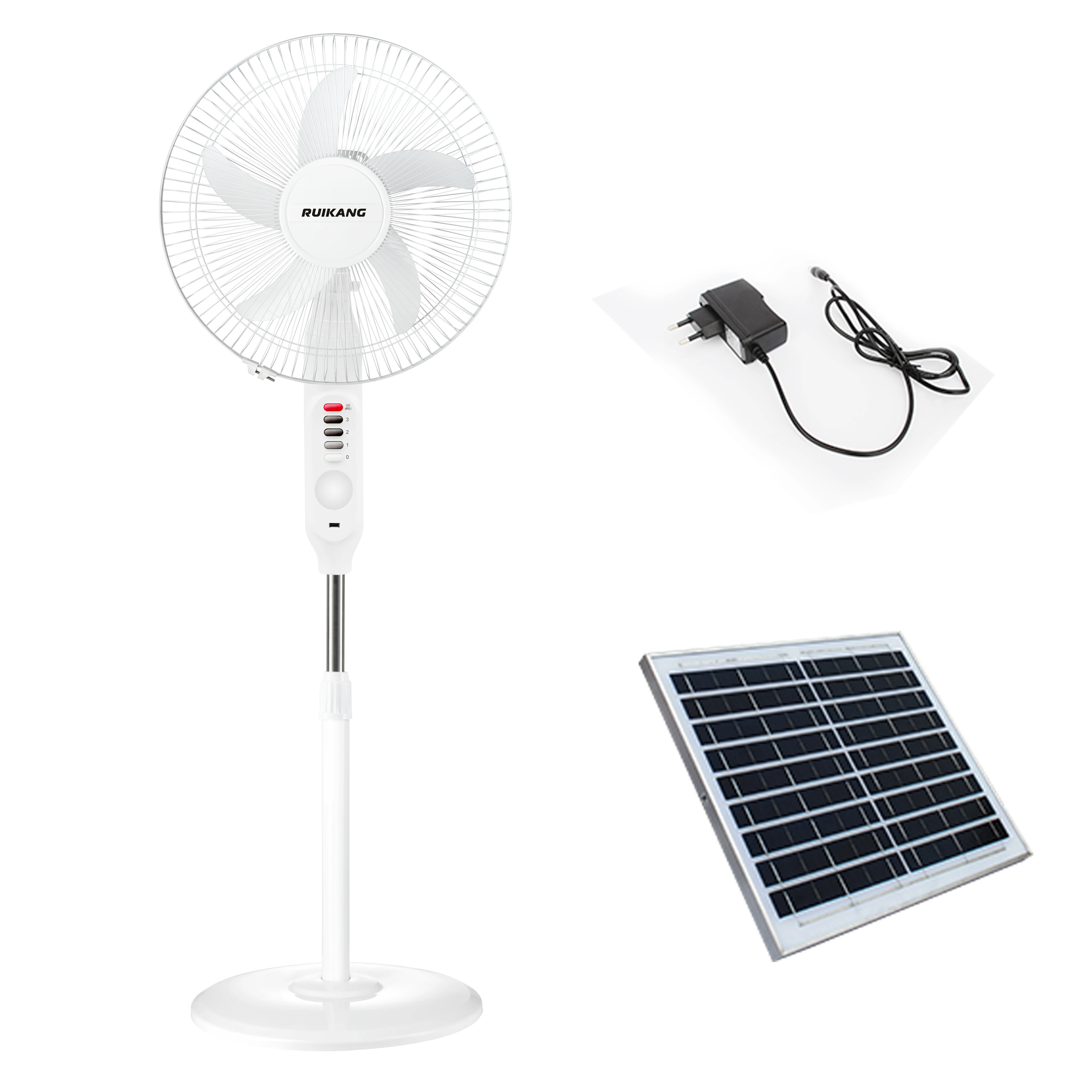 Factory manufacturing Strong wind DC Rechargeable Emergency USB Charging household Air Cooling 16  INCH Solar Panel Stand Fan