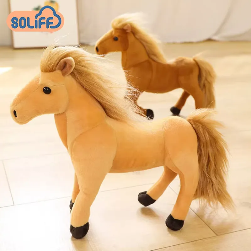 Simulation Horse Toys Lifelike Horse Animal Plush Stuffed Toy