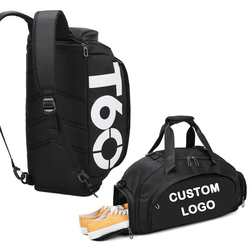 Custom Logo Large Multifunctional Waterproof Nylon Sports Backpack Travel Gym Duffel Bag With Shoe Compartment