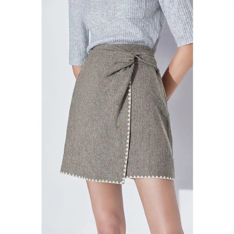 Fashion Tweed Suit Women Grey Women Office Skirt Suit Women Suit Set