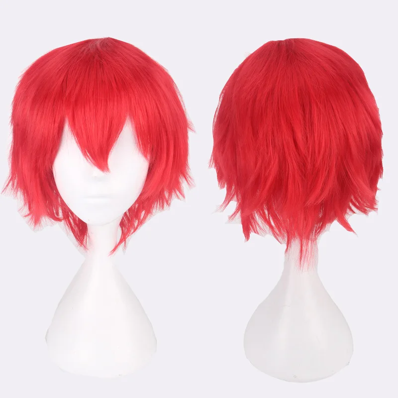 20 Colors Black White Purple Blonde Red Short Hair Cosplay Wig Men Women Party AMINE Short Straight Hair Wigs For Boys Girls